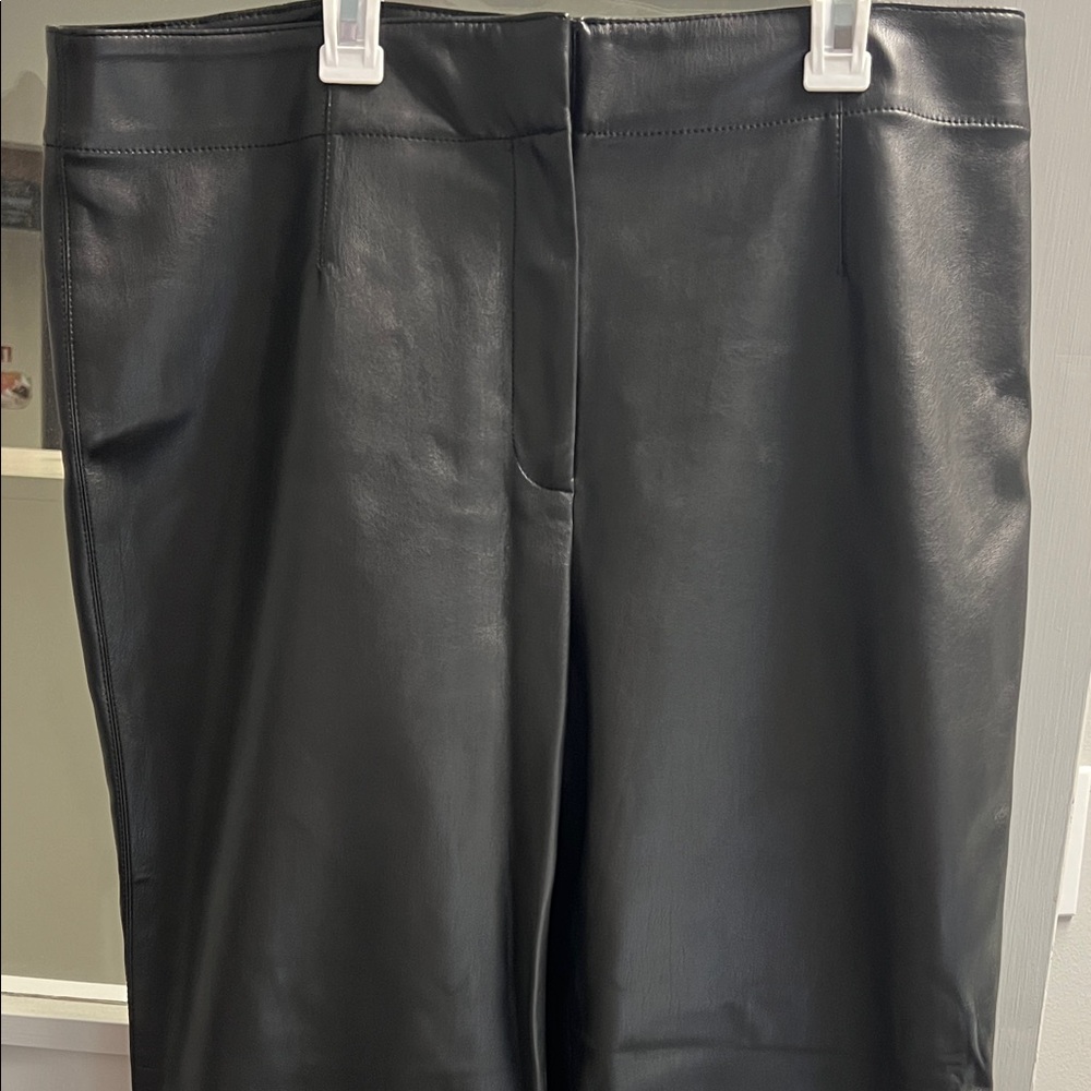 Ann Taylor Black Leather-Style Trousers